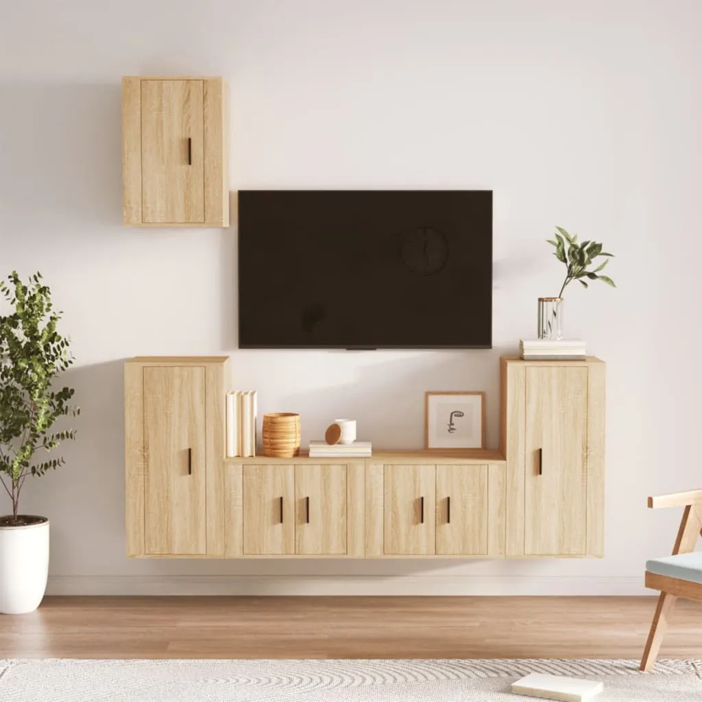 vidaXL Set di Mobili Porta TV 5 pz Rovere Sonoma in Legno Multistrato