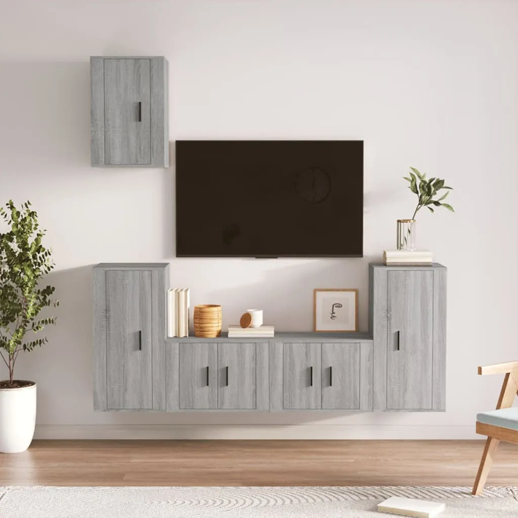 vidaXL Set di Mobili Porta TV 5 pz Grigio Sonoma in Legno Multistrato