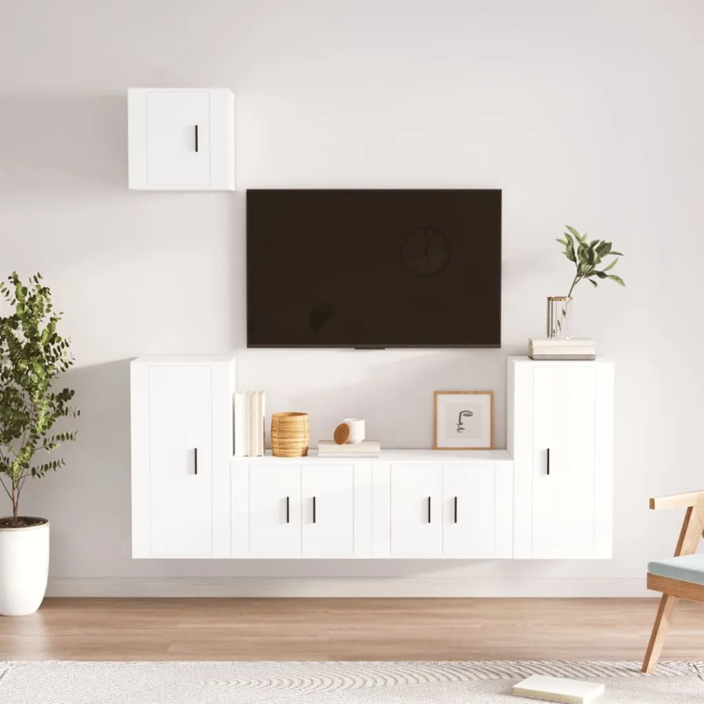 vidaXL Set di Mobili Porta TV 5 pz Bianco in Legno Multistrato