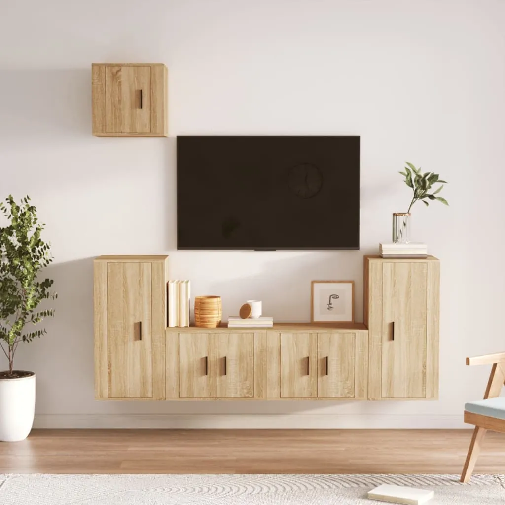 vidaXL Set di Mobili Porta TV 5 pz Rovere Sonoma in Legno Multistrato