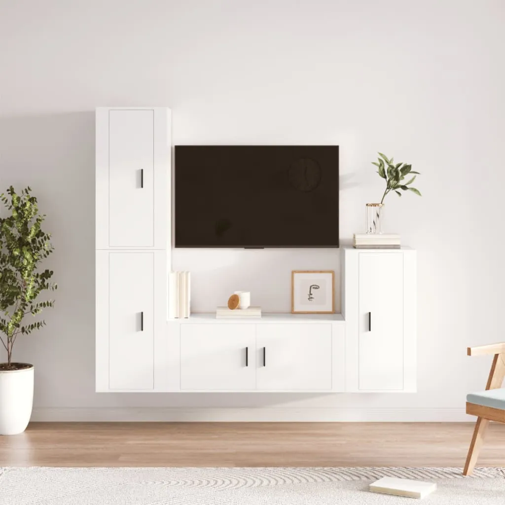 vidaXL Set di Mobili Porta TV 4 pz Bianco in Legno Multistrato