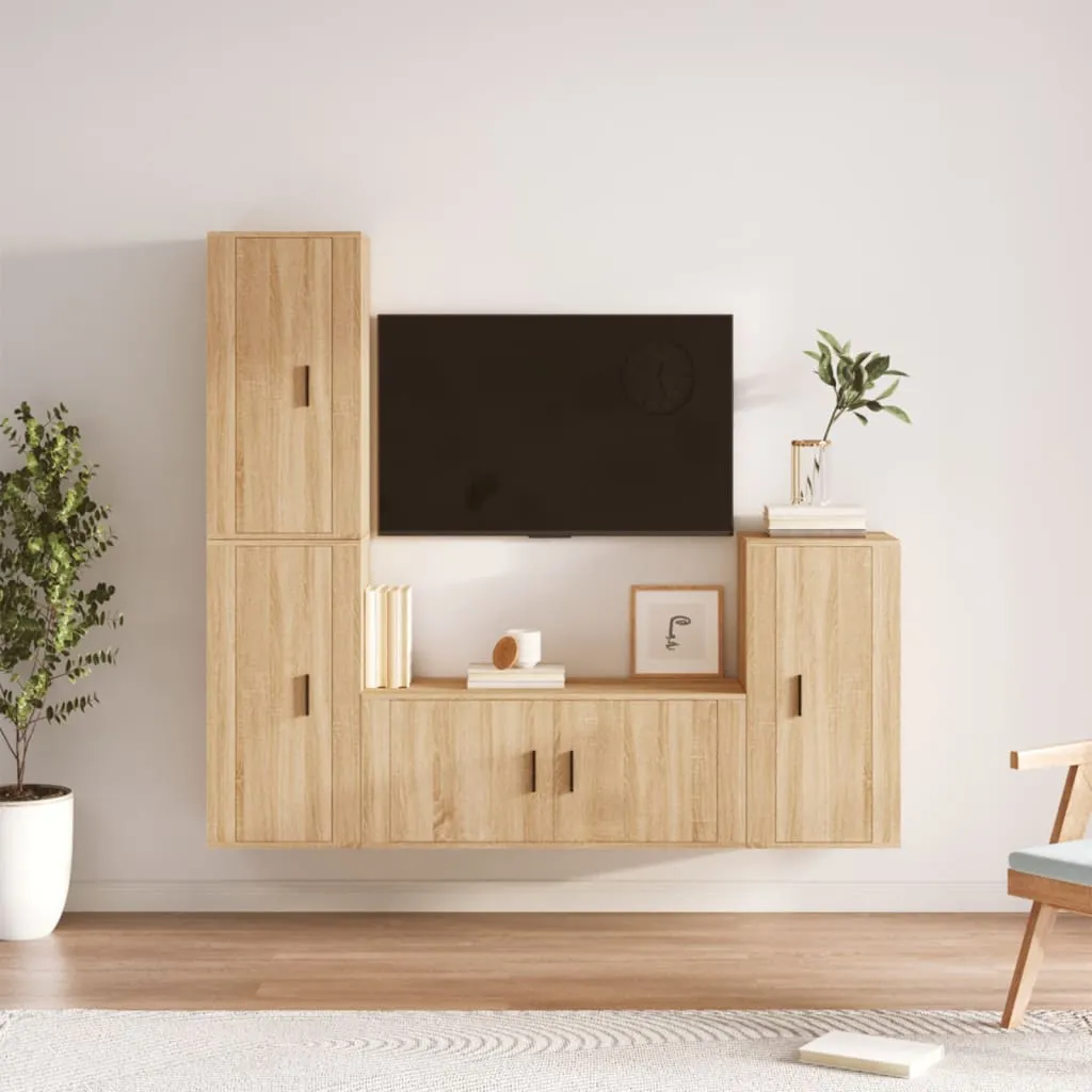 vidaXL Set di Mobili Porta TV 4 pz Rovere Sonoma in Legno Multistrato