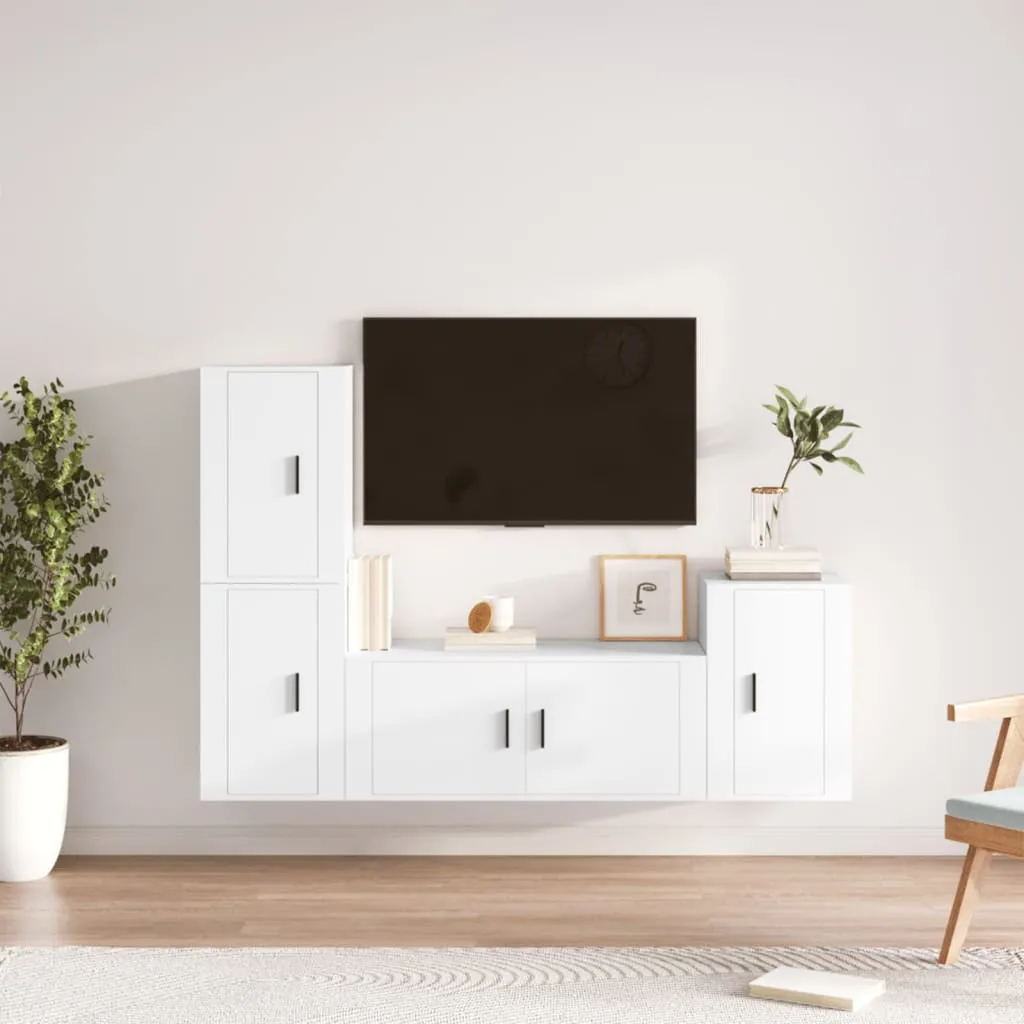 vidaXL Set di Mobili Porta TV 4 pz Bianco in Legno Multistrato