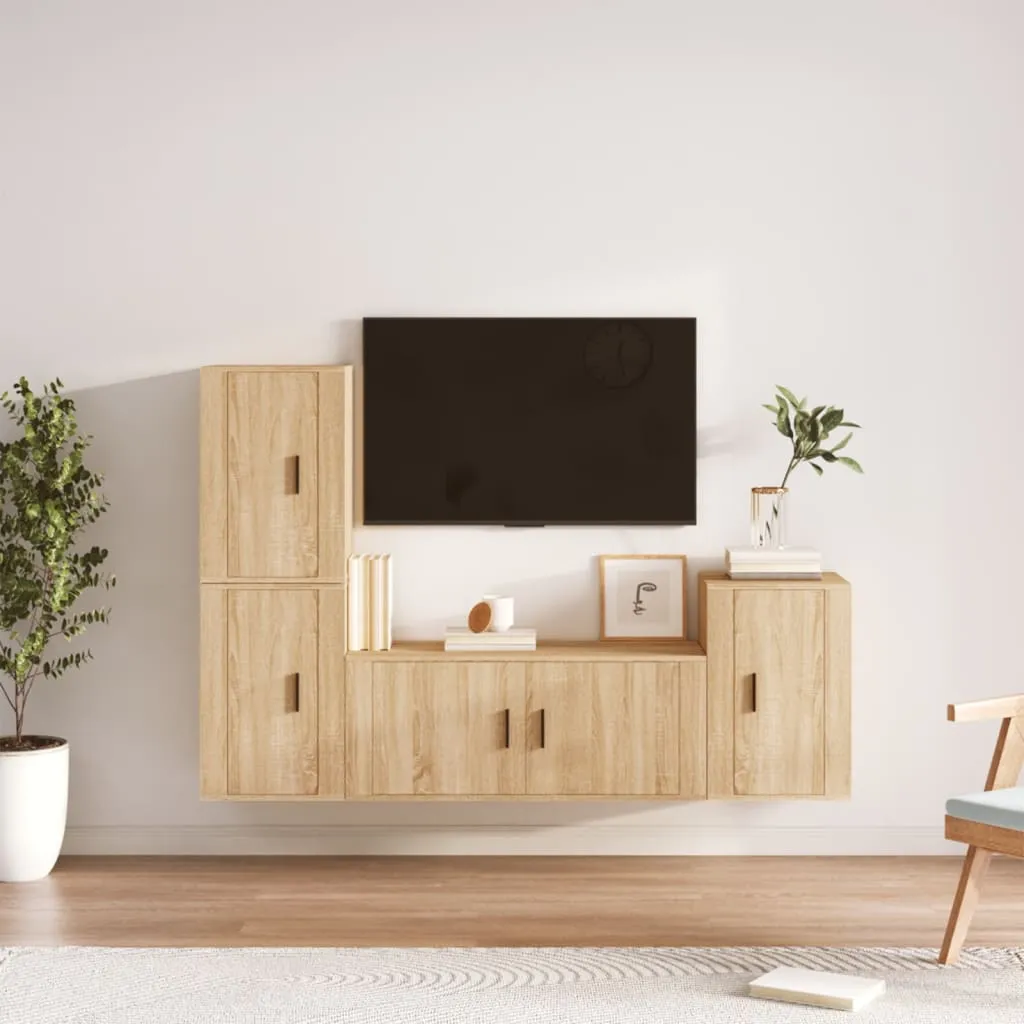 vidaXL Set di Mobili Porta TV 4 pz Rovere Sonoma in Legno Multistrato