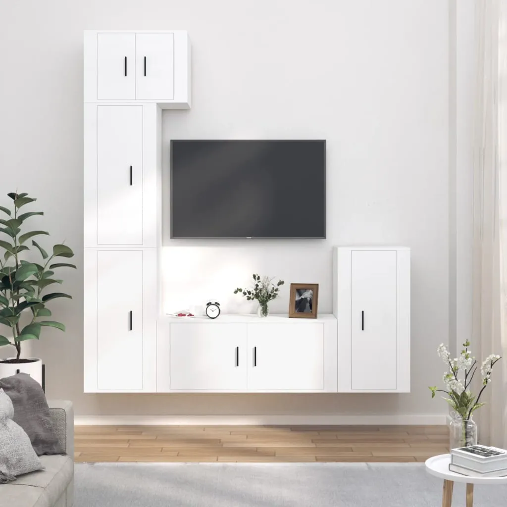 vidaXL Set di Mobili Porta TV 5 pz Bianco in Legno Multistrato