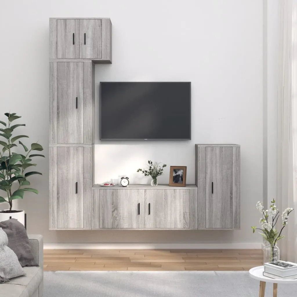 vidaXL Set di Mobili Porta TV 5 pz Grigio Sonoma in Legno Multistrato