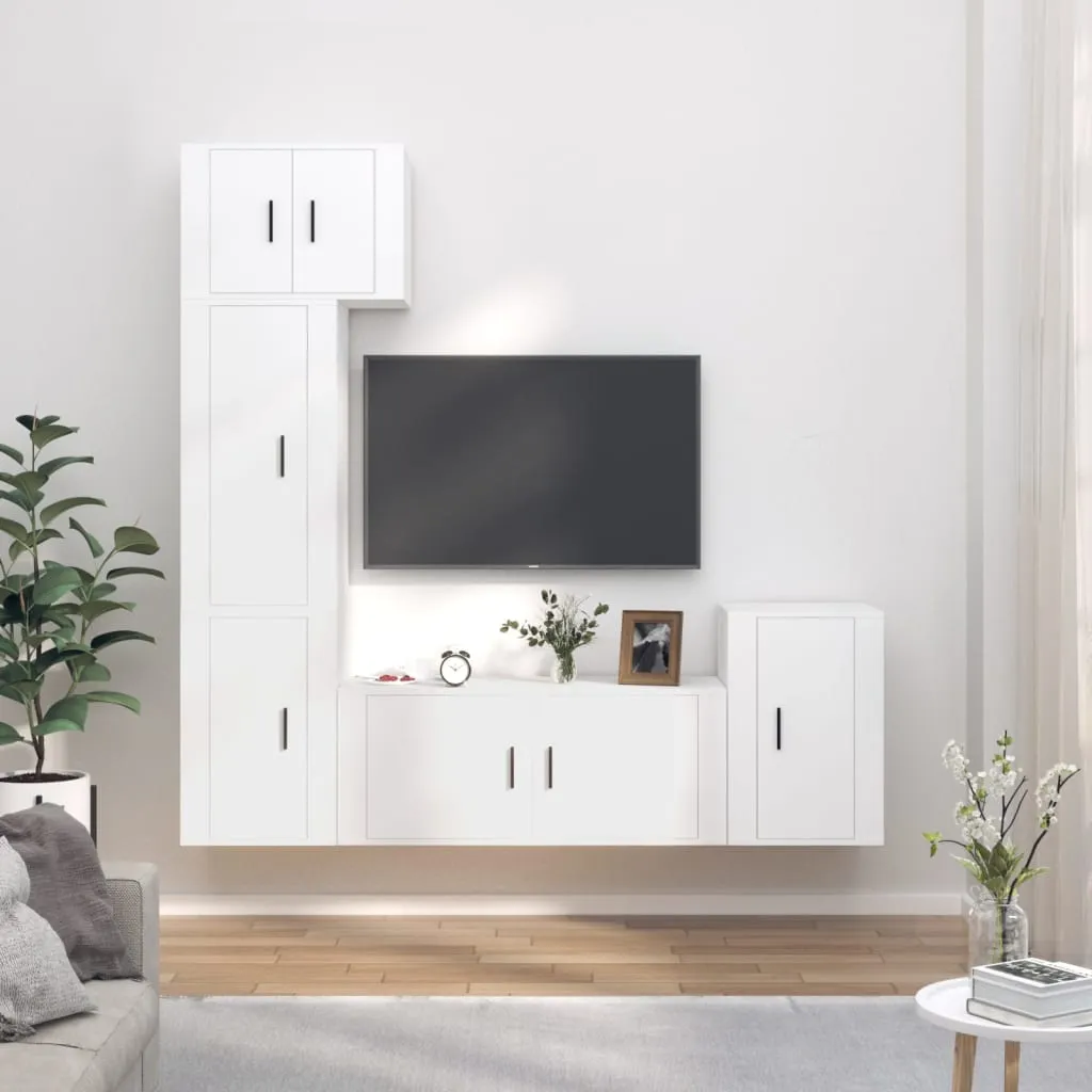 vidaXL Set di Mobili Porta TV 5 pz Bianco in Legno Multistrato