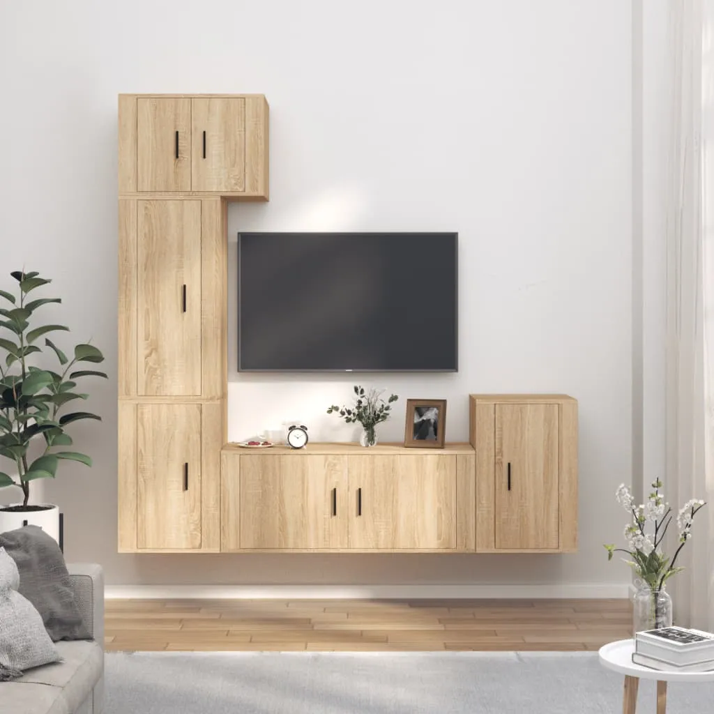 vidaXL Set di Mobili Porta TV 5 pz Rovere Sonoma in Legno Multistrato