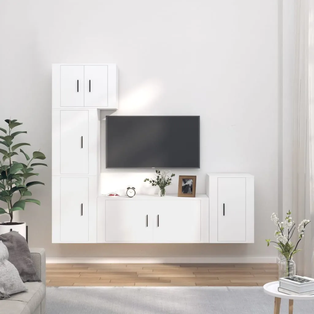 vidaXL Set di Mobili Porta TV 5 pz Bianco in Legno Multistrato