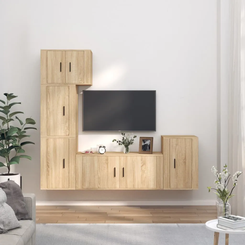 vidaXL Set di Mobili Porta TV 5 pz Rovere Sonoma in Legno Multistrato