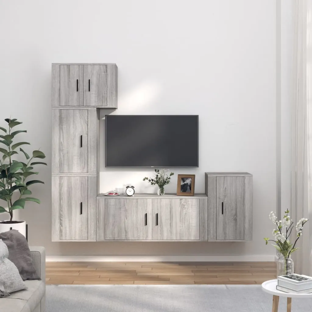 vidaXL Set di Mobili Porta TV 5 pz Grigio Sonoma in Legno Multistrato