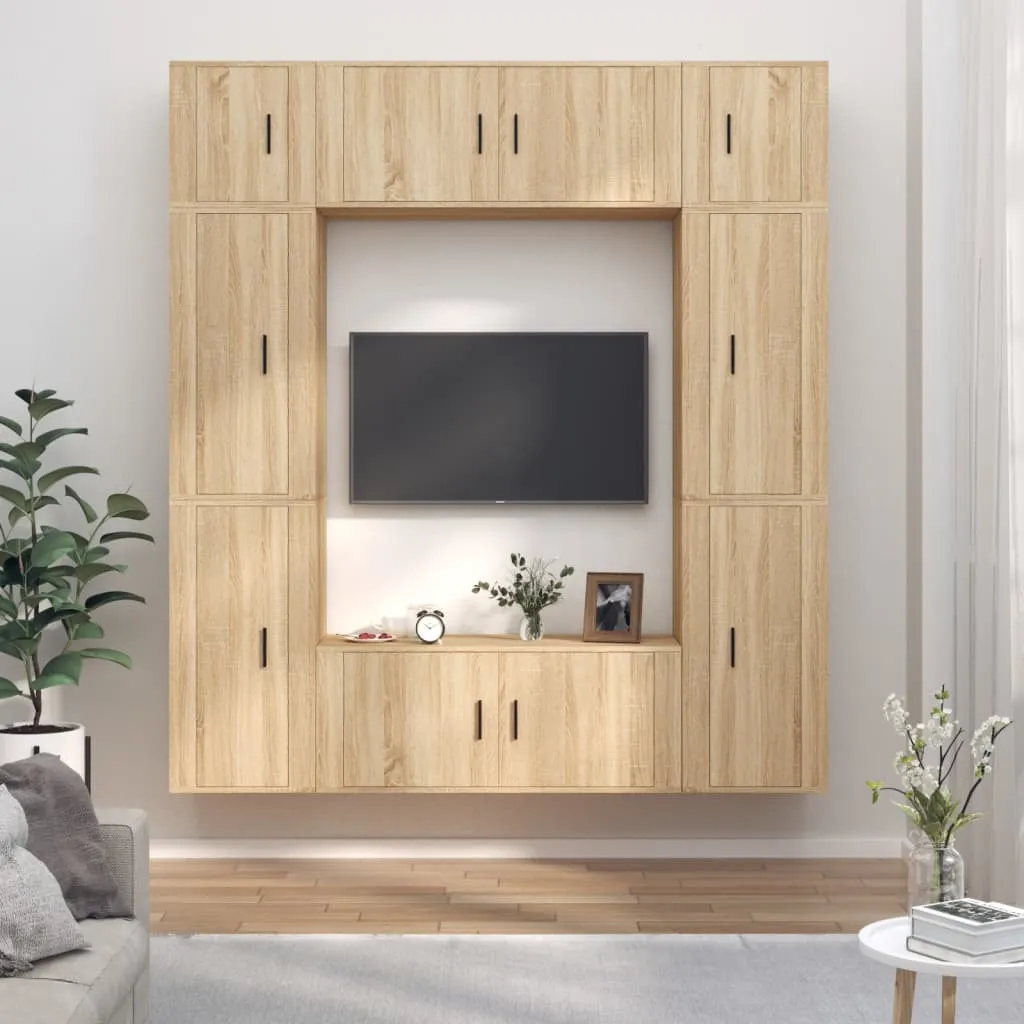 vidaXL Set Mobili Porta TV 8pz Rovere Sonoma in Legno Multistrato