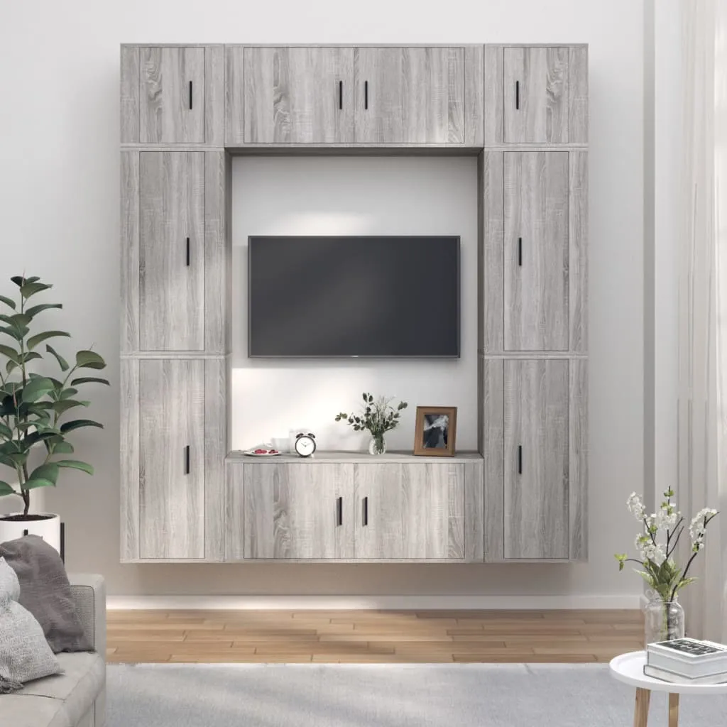 vidaXL Set Mobili Porta TV 8pz Grigio Sonoma in Legno Multistrato