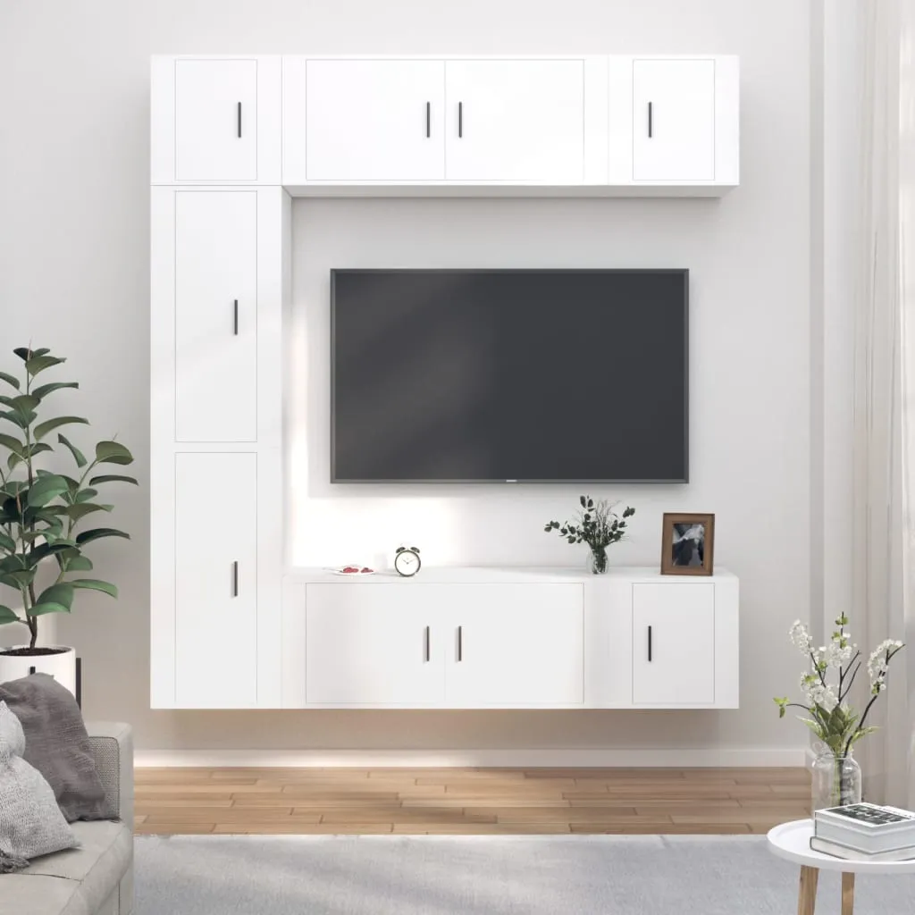 vidaXL Set di Mobili Porta TV 7 pz Bianco in Legno Multistrato