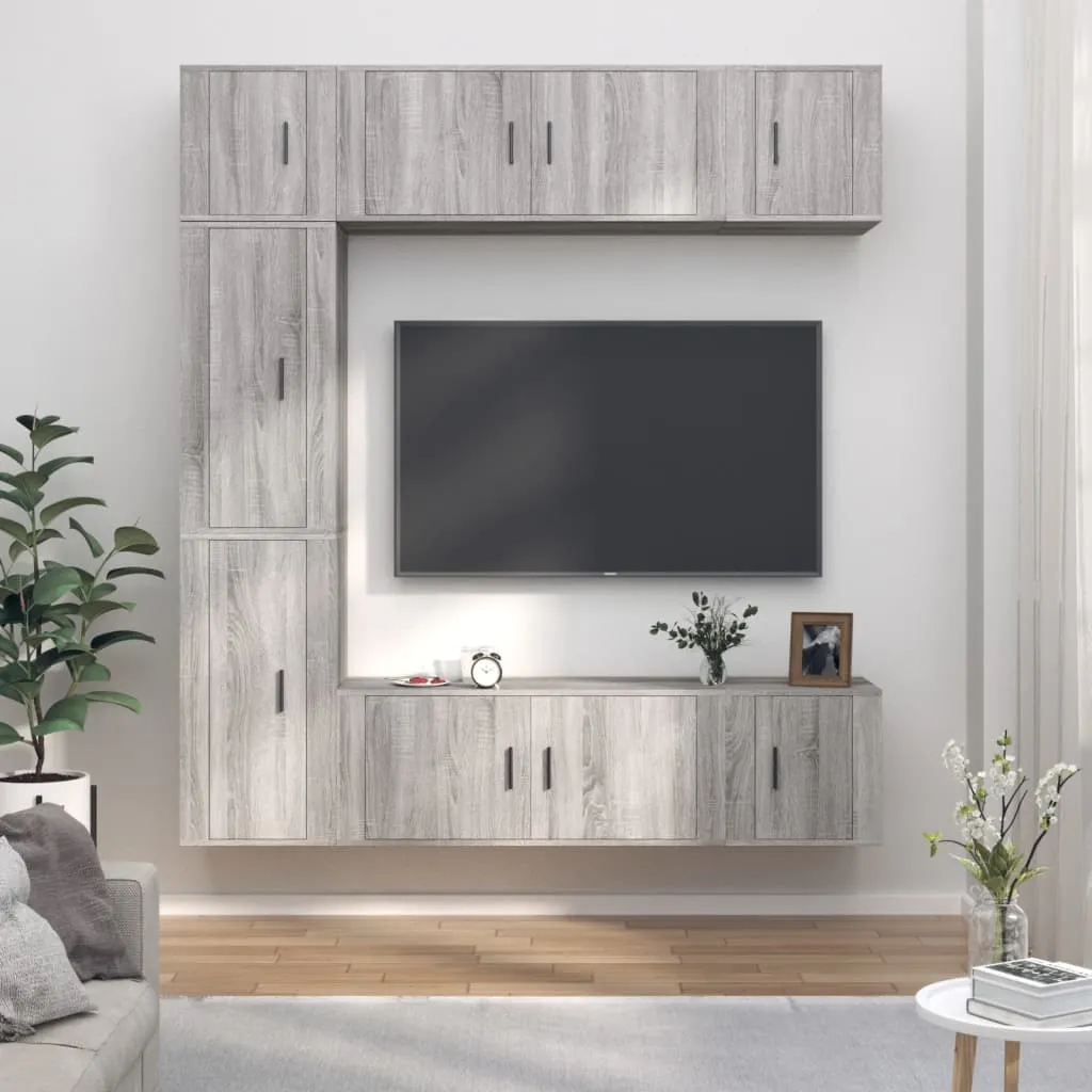 vidaXL Set di Mobili Porta TV 7 pz Grigio Sonoma in Legno Multistrato