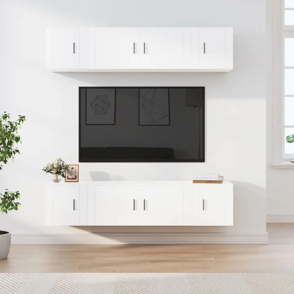 vidaXL Set di Mobili Porta TV 6 pz Bianco in Legno Multistrato