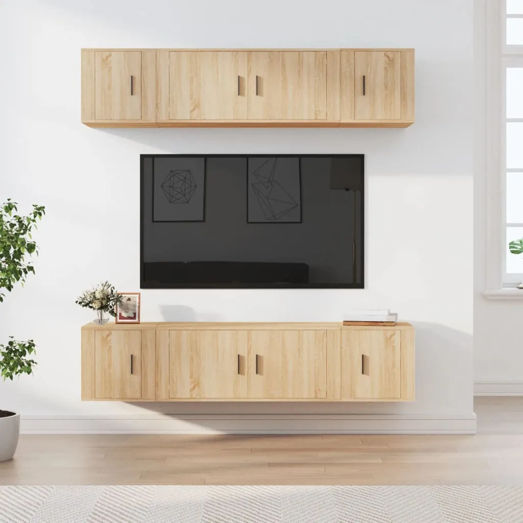 vidaXL Set di Mobili Porta TV 6 pz Rovere Sonoma in Legno Multistrato