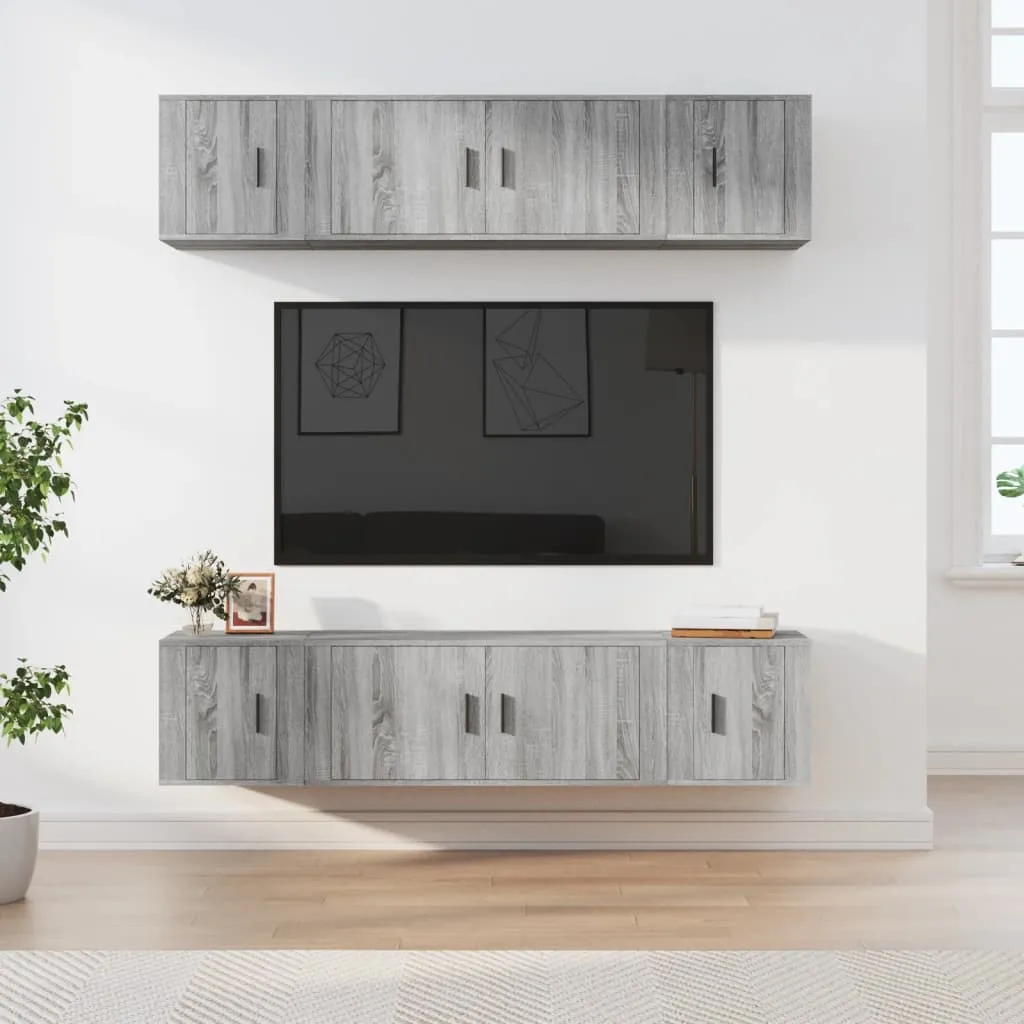 vidaXL Set di Mobili Porta TV 6 pz Grigio Sonoma in Legno Multistrato