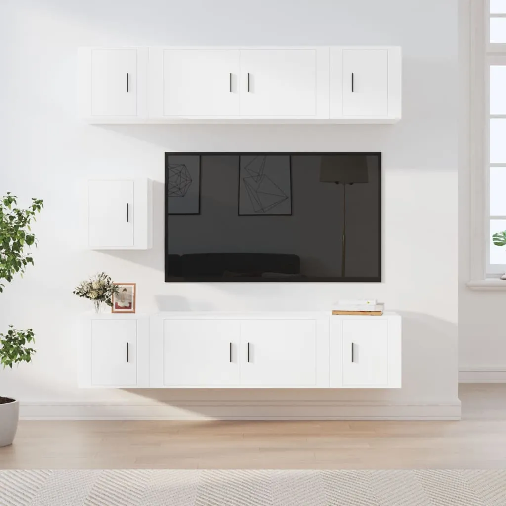 vidaXL Set di Mobili Porta TV 7 pz Bianco in Legno Multistrato