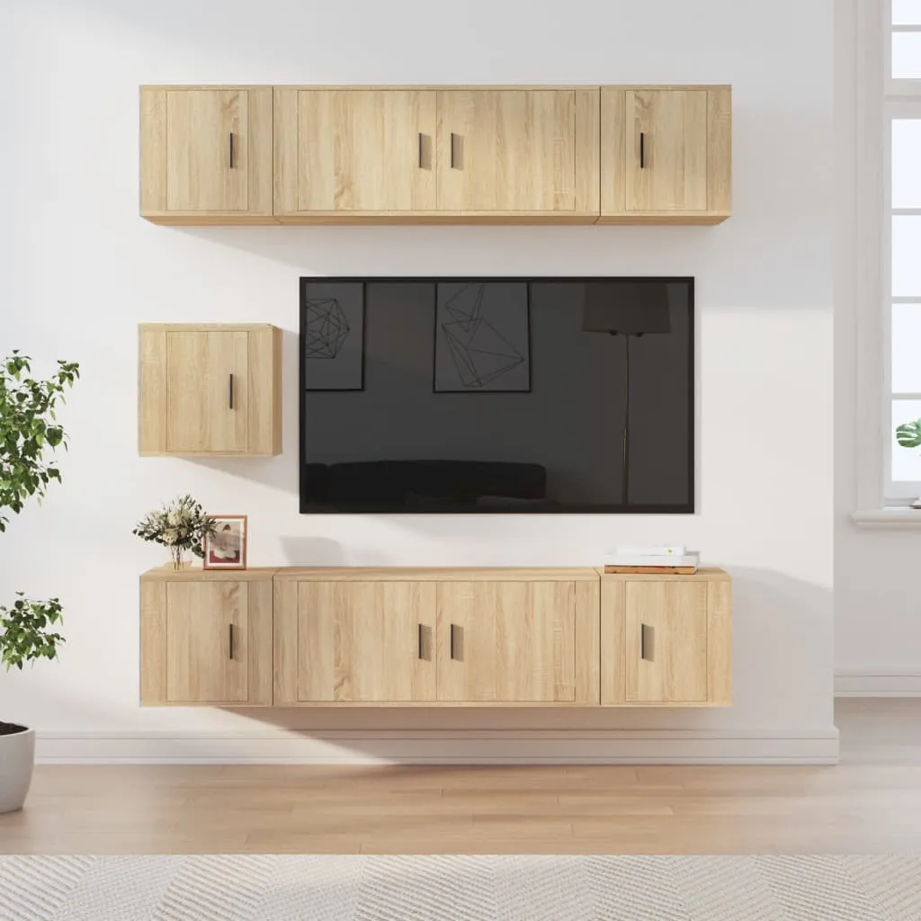 vidaXL Set di Mobili Porta TV 7 pz Rovere Sonoma in Legno Multistrato