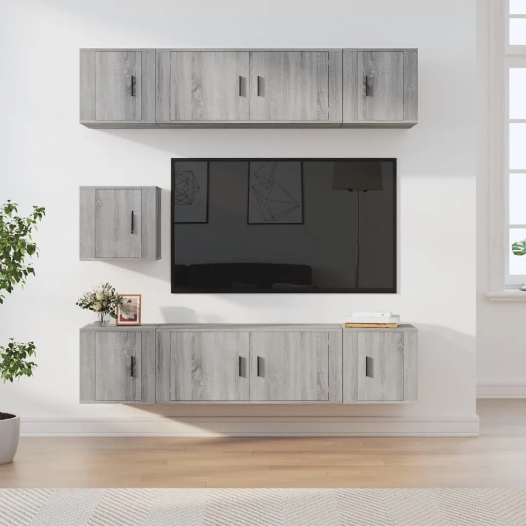 vidaXL Set di Mobili Porta TV 7 pz Grigio Sonoma in Legno Multistrato