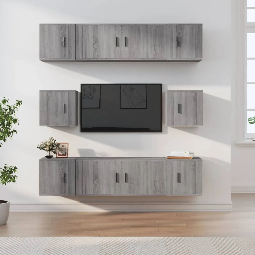 vidaXL Set Mobili Porta TV 8pz Grigio Sonoma in Legno Multistrato