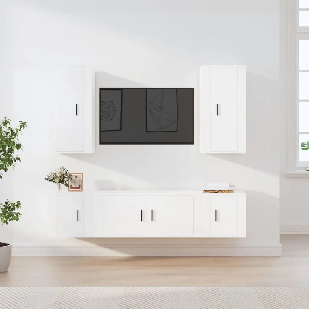 vidaXL Set di Mobili Porta TV 5 pz Bianco in Legno Multistrato