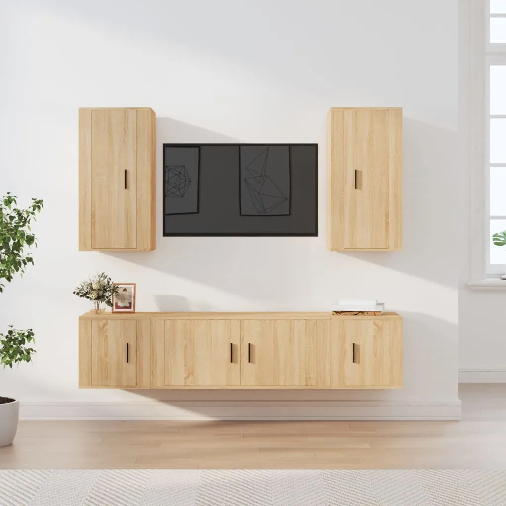 vidaXL Set di Mobili Porta TV 5 pz Rovere Sonoma in Legno Multistrato