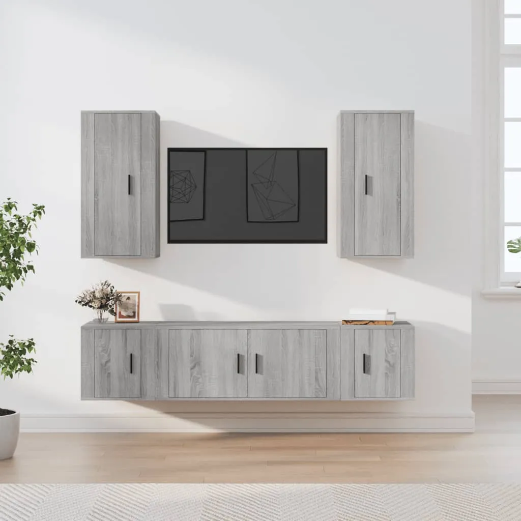 vidaXL Set di Mobili Porta TV 5 pz Grigio Sonoma in Legno Multistrato