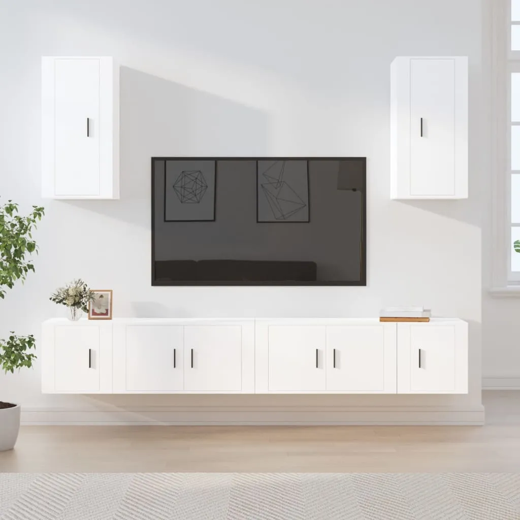 vidaXL Set di Mobili Porta TV 6 pz Bianco in Legno Multistrato