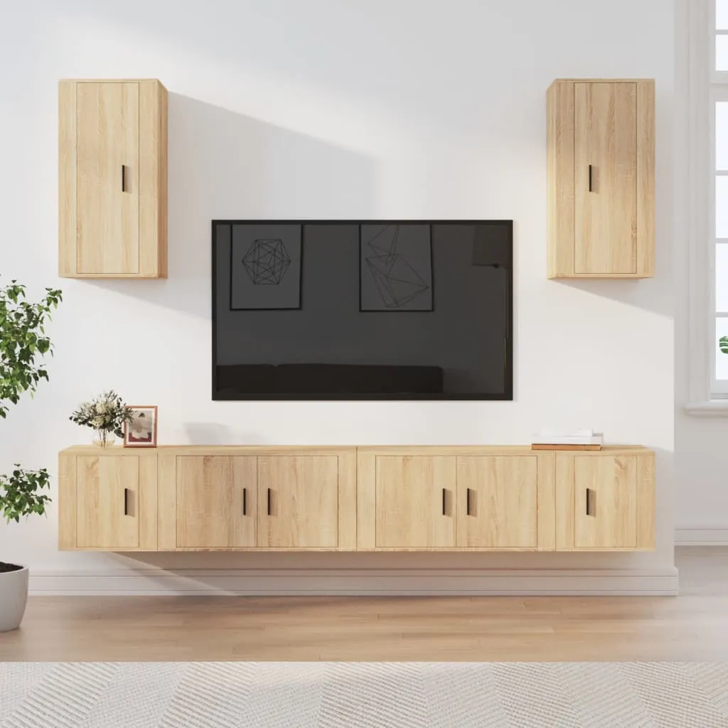 vidaXL Set di Mobili Porta TV 6 pz Rovere Sonoma in Legno Multistrato