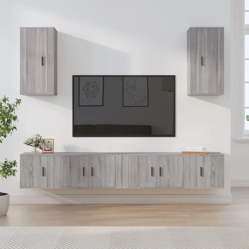 vidaXL Set di Mobili Porta TV 6 pz Grigio Sonoma in Legno Multistrato