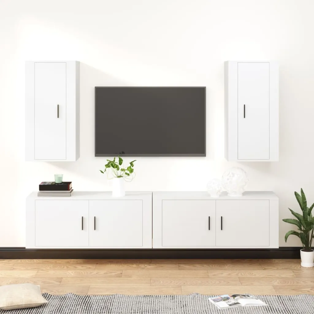 vidaXL Set di Mobili Porta TV 4 pz Bianco in Legno Multistrato