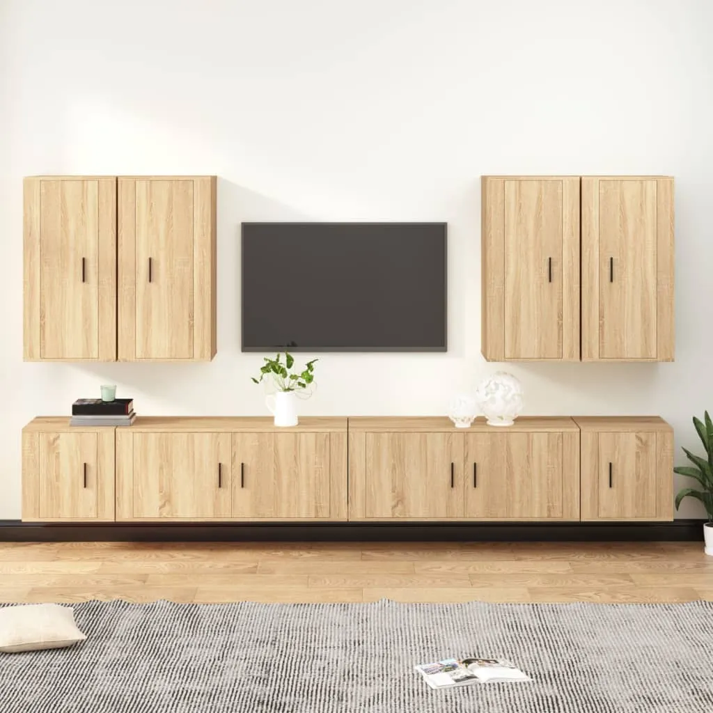 vidaXL Set Mobili Porta TV 8pz Rovere Sonoma in Legno Multistrato