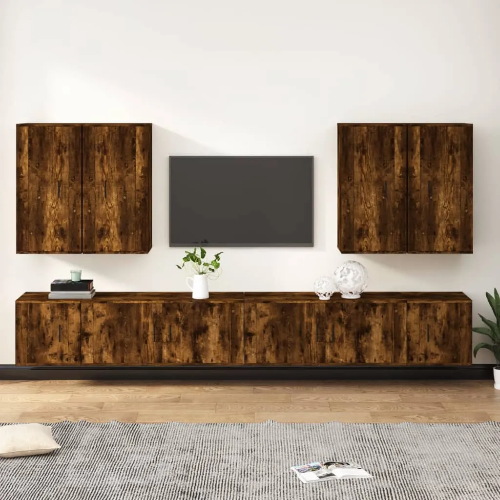 vidaXL Set Mobili Porta TV 8 pz Rovere Fumo in Legno Multistrato