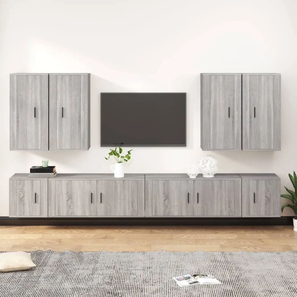 vidaXL Set Mobili Porta TV 8pz Grigio Sonoma in Legno Multistrato