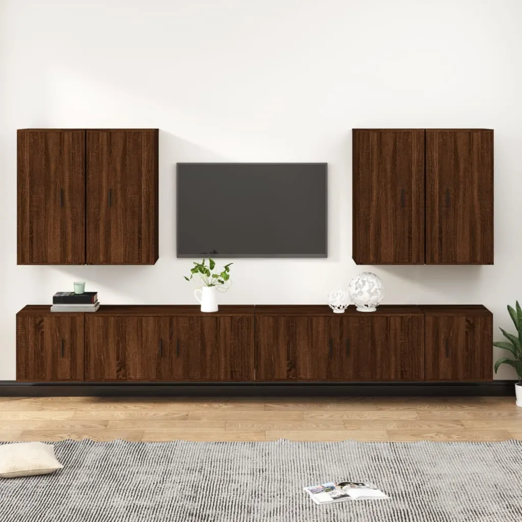 vidaXL Set Mobili Porta TV 8pz Rovere Marrone in Legno Multistrato