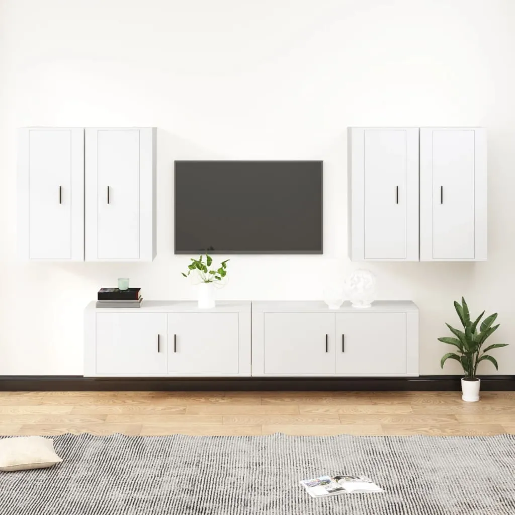 vidaXL Set di Mobili Porta TV 6 pz Bianco in Legno Multistrato