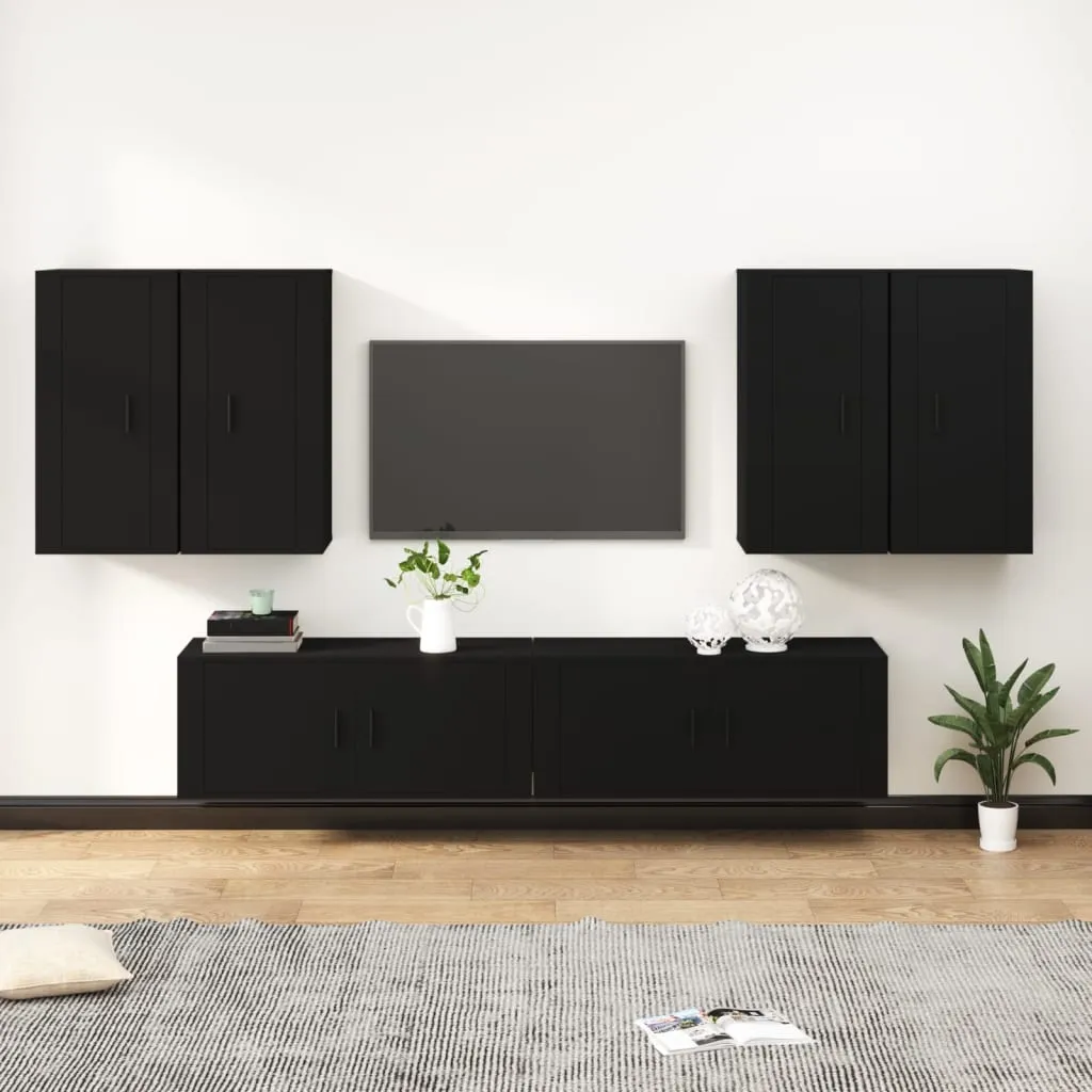 vidaXL Set Mobili Porta TV 6 pz Nero in Legno Multistrato