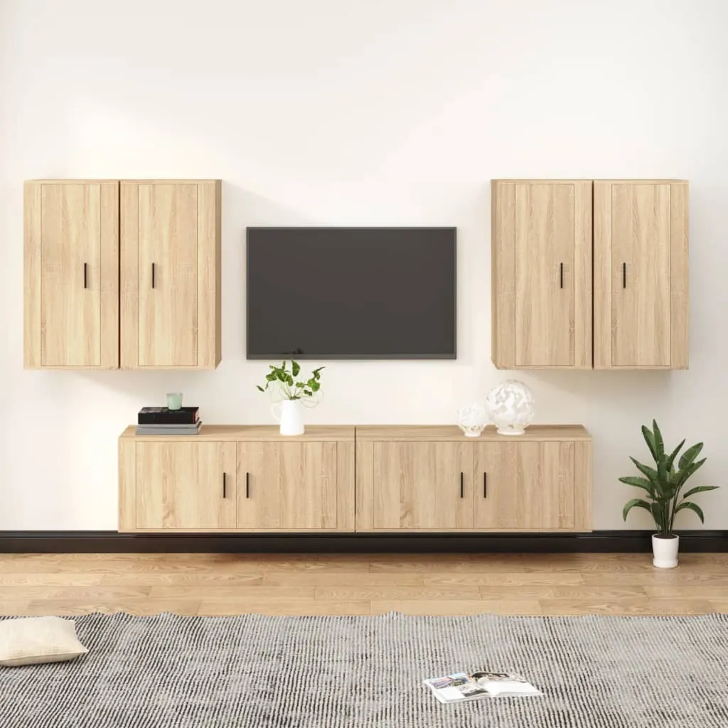 vidaXL Set di Mobili Porta TV 6 pz Rovere Sonoma in Legno Multistrato