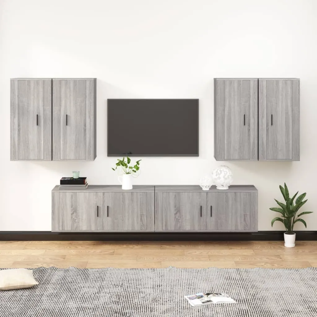 vidaXL Set di Mobili Porta TV 6 pz Grigio Sonoma in Legno Multistrato