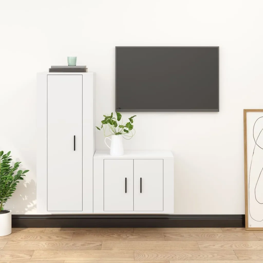 vidaXL Set di Mobili Porta TV 2 pz Bianco in Legno Multistrato