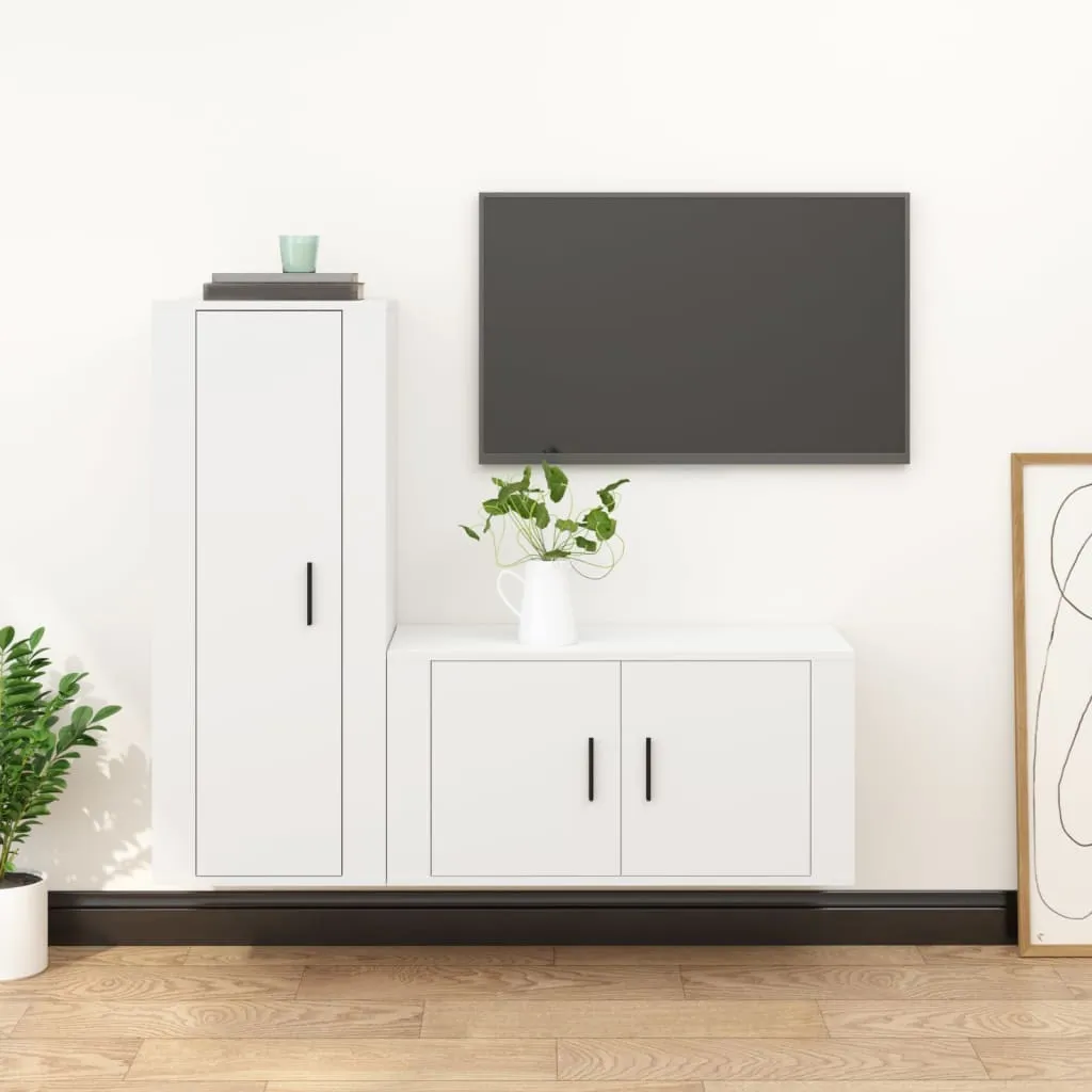 vidaXL Set di Mobili Porta TV 2 pz Bianco in Legno Multistrato