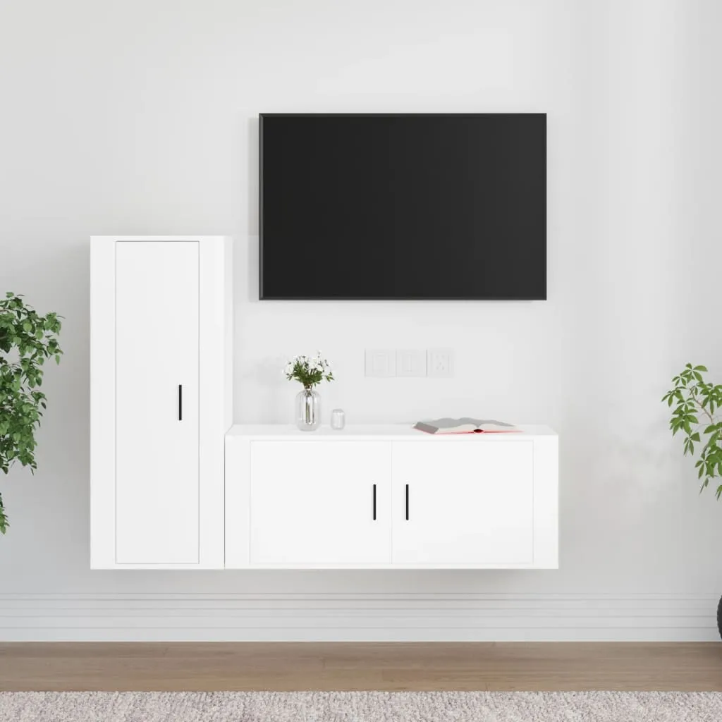 vidaXL Set di Mobili Porta TV 2 pz Bianco in Legno Multistrato