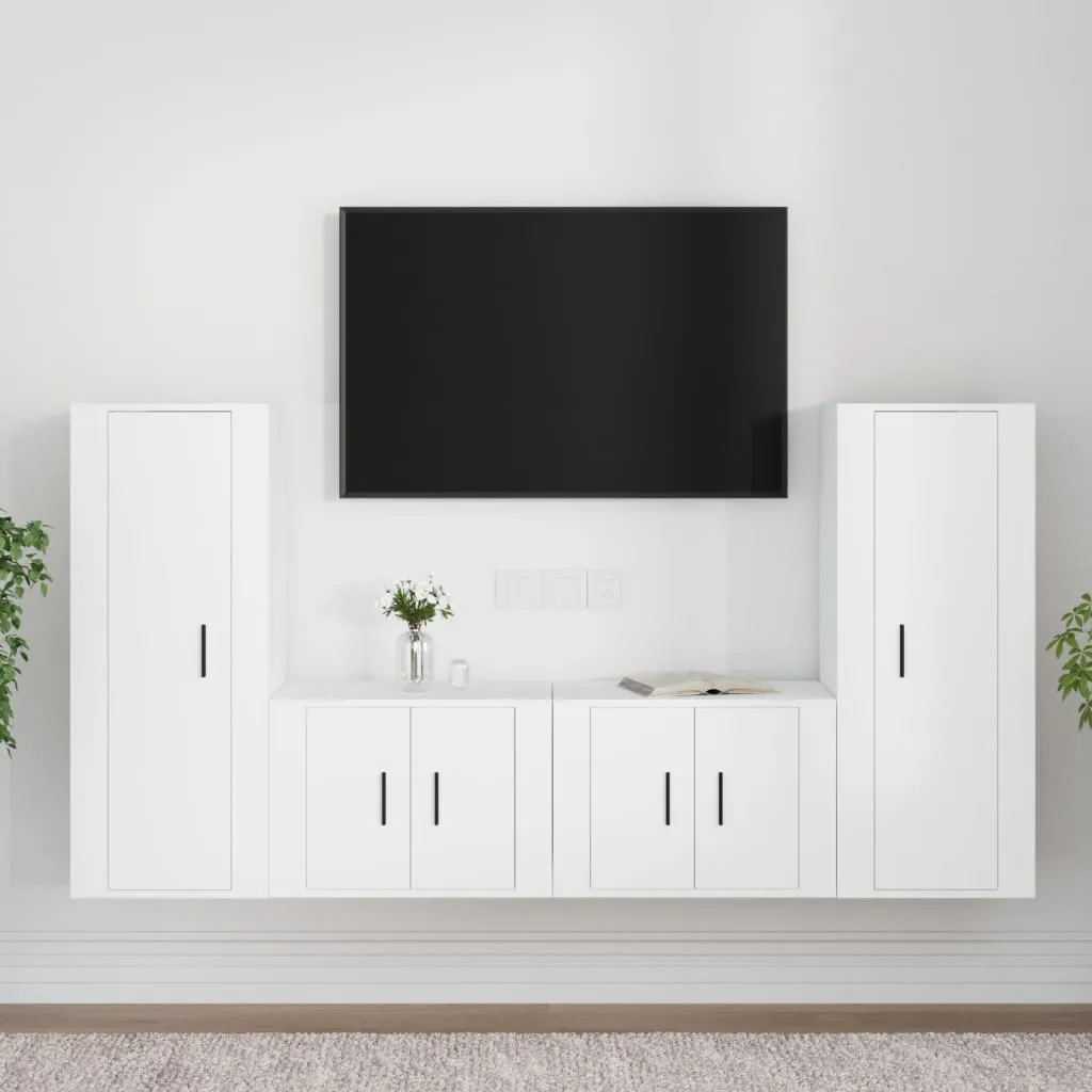 vidaXL Set di Mobili Porta TV 4 pz Bianco in Legno Multistrato