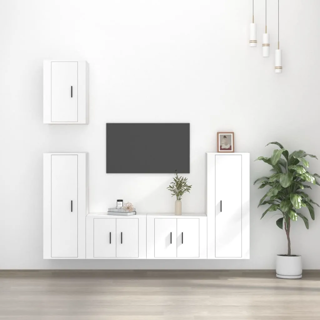 vidaXL Set di Mobili Porta TV 5 pz Bianco in Legno Multistrato