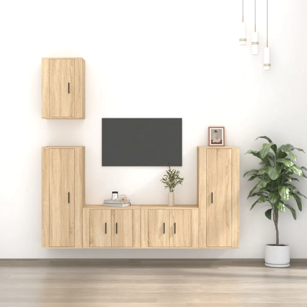 vidaXL Set di Mobili Porta TV 5 pz Rovere Sonoma in Legno Multistrato