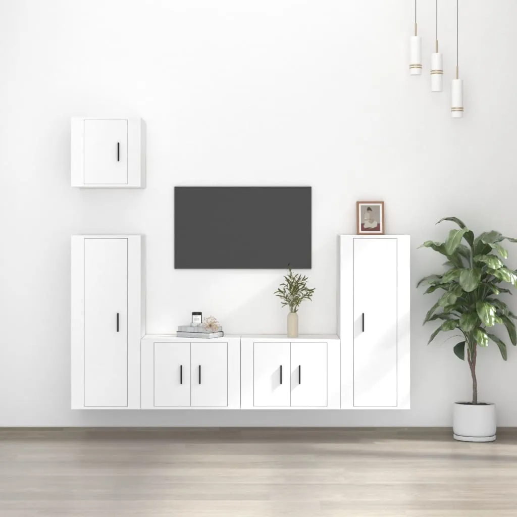 vidaXL Set di Mobili Porta TV 5 pz Bianco in Legno Multistrato