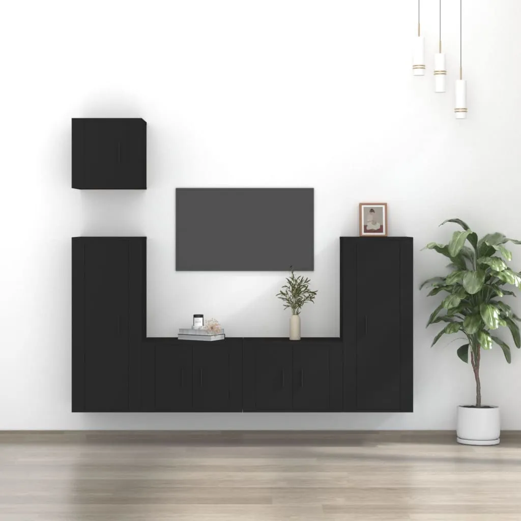 vidaXL Set di Mobili Porta TV 5 pz Nero in Legno Multistrato