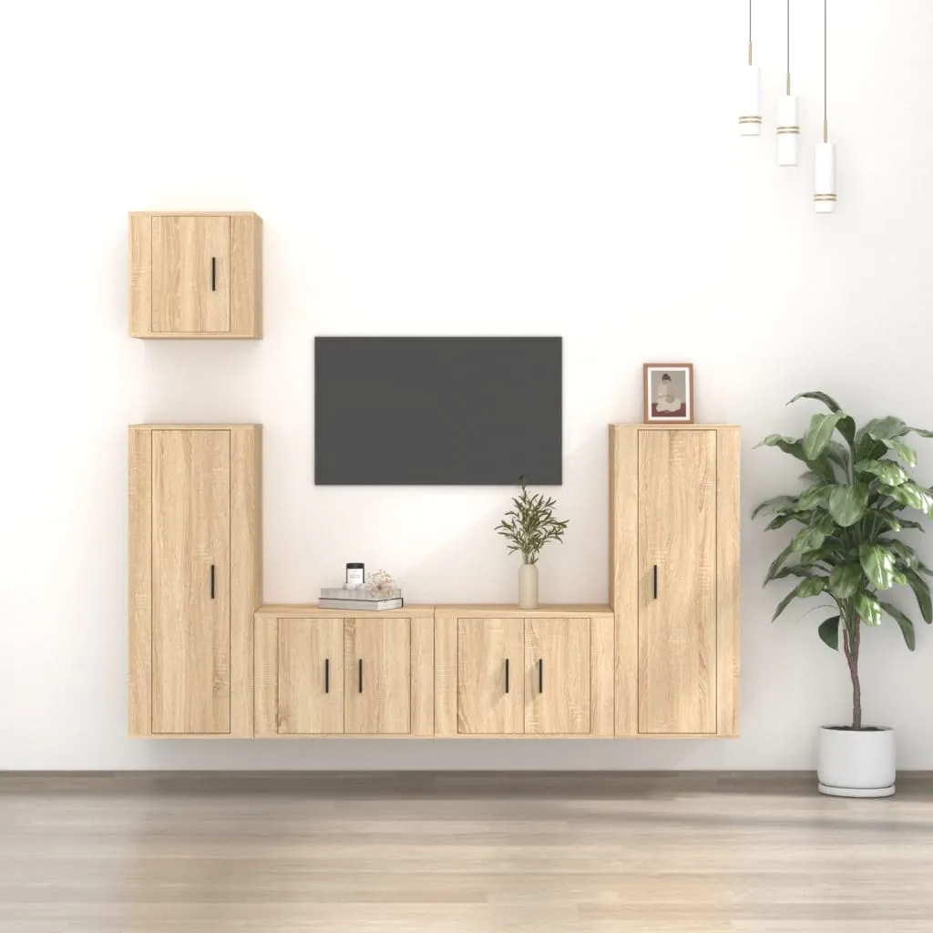 vidaXL Set di Mobili Porta TV 5 pz Rovere Sonoma in Legno Multistrato